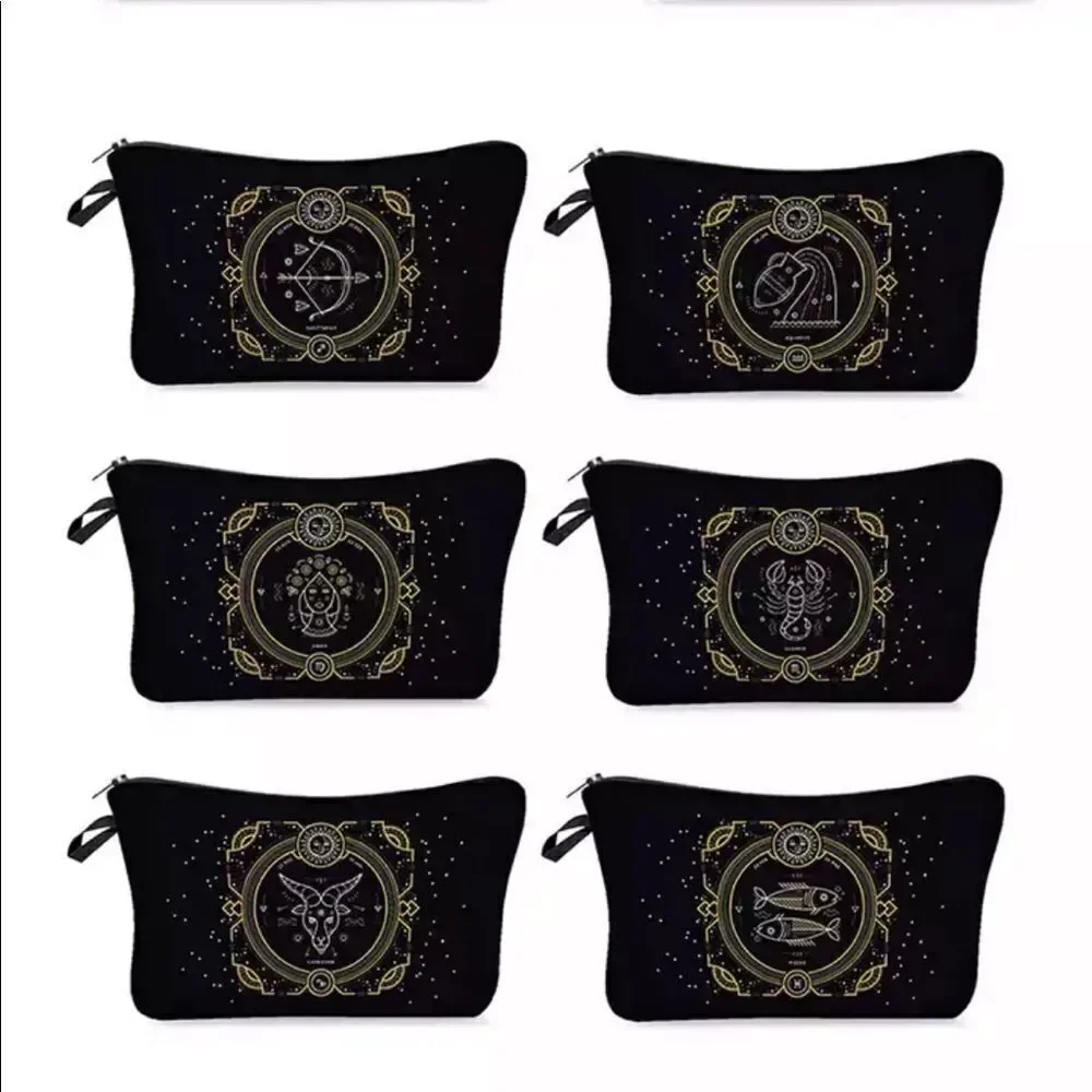 FUDEAM 12 Zodiac Print Pattern Women Waterproof Cosmetic Bag New 2 poly mailers